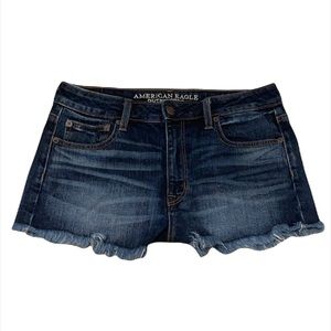 American Eagle Outfitters Dark Blue Denim High Waist Women's Shorts